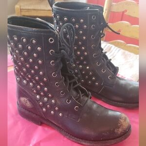FRYE leather studded bootie 8